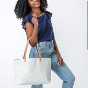 Thirty One Modern Tote Dancing Dash Pebble EUC